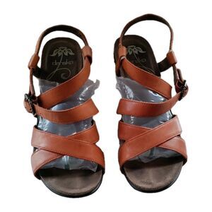 Dansko Frida Strappy Wedge Burnt Orange Antique Sandals Women US 8-5-9/EU39